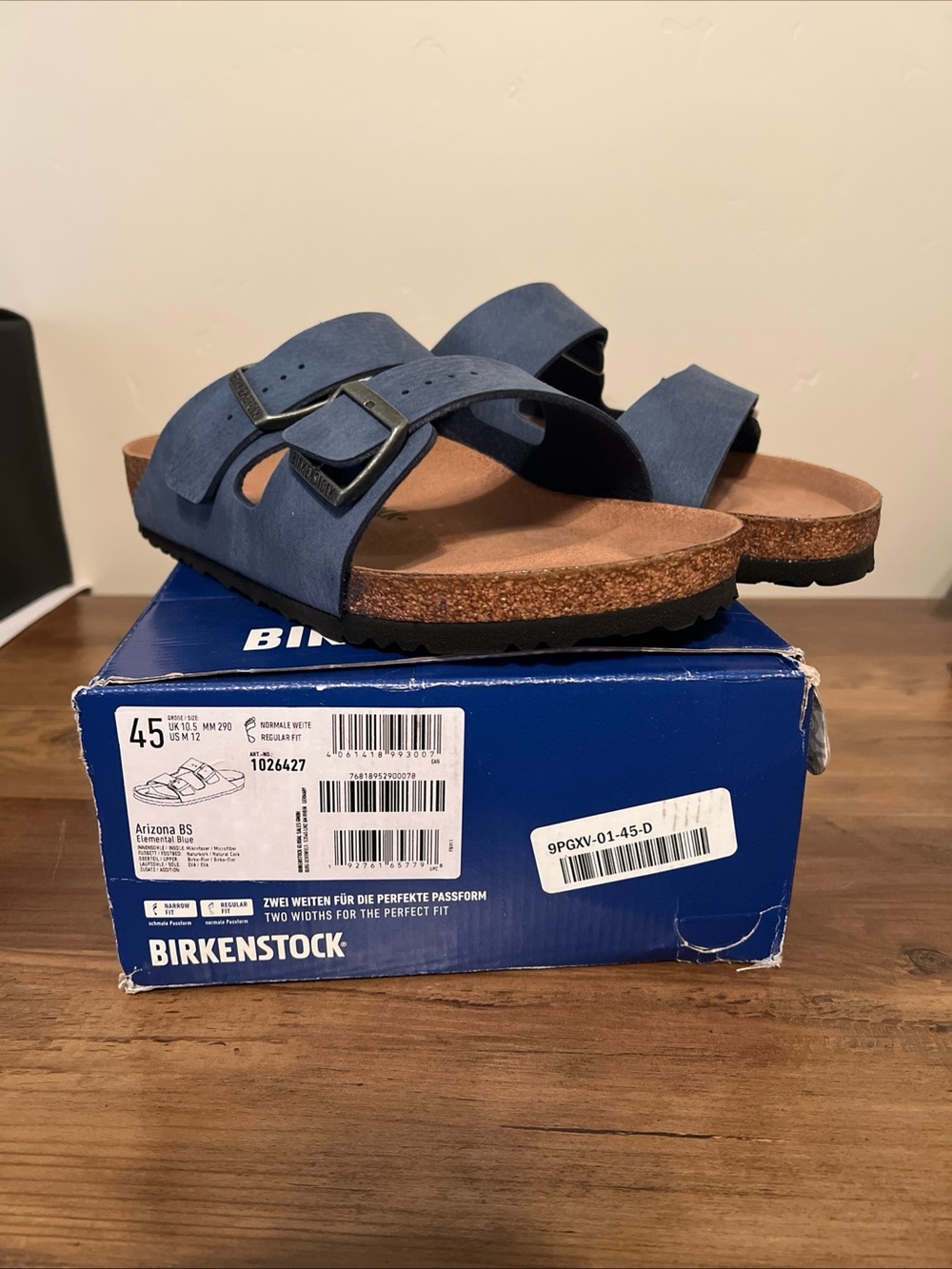 Birkenstock Arizona Vegan Sandals - Men's Size 12- Regular Fit Elemental Blue